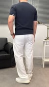 ŞERİTLİ BİSİKLET YAKA ÖRME T-SHIRT LACİVERT