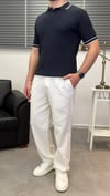 ŞERİTLİ POLO YAKA T-SHIRT LACİVERT