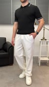 ŞERİTLİ POLO YAKA T-SHIRT SİYAH