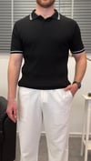 ŞERİTLİ POLO YAKA T-SHIRT SİYAH