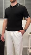 ŞERİTLİ POLO YAKA T-SHIRT SİYAH