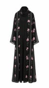 Garden Flora Black Abaya Şal Takım – Asaletin Zarif Kalesi