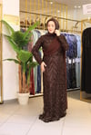 6002 KOD PULLU DRAPE DETAYLI ELBİSE