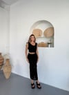 Ajurlu Etek Crop Takım-Siyah