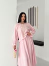Astarlı Asimetrik Midi Boy Etek-Pembe
