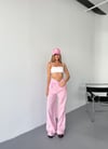 Astarlı Palazzo Keten Pantolon-Pembe