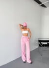 Astarlı Palazzo Keten Pantolon-Pembe