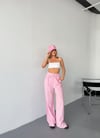 Astarlı Palazzo Keten Pantolon-Pembe