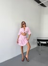 Bağlamalı Bluz Etek Takım-Pembe