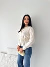 Bel Bağlamalı Gömlek-Ekru