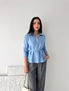 Bel Bağlamalı Gömlek-Mavi