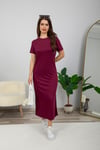 Bisiklet Yaka Basic Elbise-Bordo