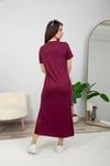 Bisiklet Yaka Basic Elbise-Bordo