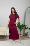Bisiklet Yaka Basic Elbise-Bordo