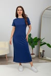 Bisiklet Yaka Basic Elbise-Lacivert