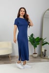 Bisiklet Yaka Basic Elbise-Lacivert