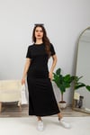 Bisiklet Yaka Basic Elbise-Siyah