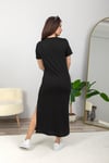 Bisiklet Yaka Basic Elbise-Siyah