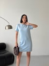 Bisiklet Yaka Kısa Kol Basic Elbise-Mavi