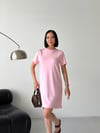 Bisiklet Yaka Kısa Kol Basic Elbise-Pembe