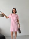 Bisiklet Yaka Kısa Kol Basic Elbise-Pembe