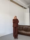 Bisiklet Yaka Triko Pantolon Takım-Kahverengi