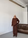 Bisiklet Yaka Triko Pantolon Takım-Kahverengi