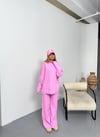 Bisiklet Yaka Triko Pantolon Takım-Pembe
