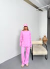 Bisiklet Yaka Triko Pantolon Takım-Pembe