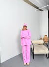 Bisiklet Yaka Triko Pantolon Takım-Pembe