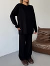 Bisiklet Yaka Triko Pantolon Takım-Siyah