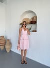 Boyun Geçmeli Sırt Dekolte Elbise-Pembe