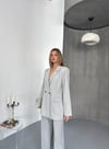 Çift Düğme Oversize Blazer Ceket-Gri