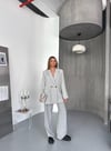 Çift Düğme Oversize Blazer Ceket-Gri