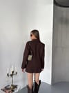 Çift Düğme Oversize Blazer Ceket-Kahverengi