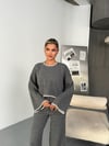 Çoban Dikiş Görünüm Triko Takım-Füme