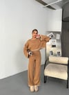 Çoban Dikiş Görünüm Triko Takım-Taba
