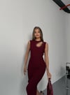 Damla Taş Detaylı Elbise-Bordo