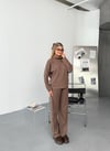 Degaje Yaka Pantolon Takım-Kahve