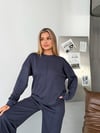 Dikiş Detaylı Modal Pantolon Takım-Füme