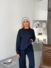 Dikiş Detaylı Modal Pantolon Takım-Lacivert