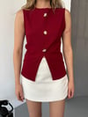 Düğme Aksesuar Detaylı Bluz-Bordo