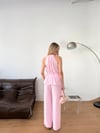 Halter Yaka Bluz Pantolon Takım-Pembe