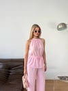 Halter Yaka Bluz Pantolon Takım-Pembe
