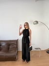Halter Yaka Bluz Pantolon Takım-Siyah