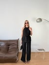 Halter Yaka Bluz Pantolon Takım-Siyah