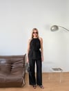 Halter Yaka Bluz Pantolon Takım-Siyah