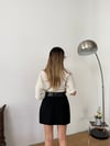 İçi Şortlu Kemerli Mini Etek-Siyah