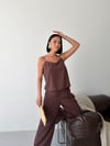 İp Askılı Bluz Pantolon Takım-Kahve