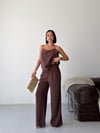 İp Askılı Bluz Pantolon Takım-Kahve